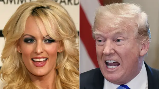 Composite image of Stormy Daniels and Donald Trump