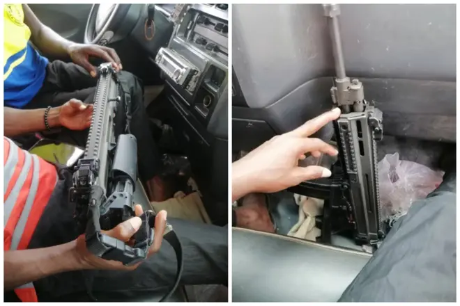 Service rifle wey Ghana police leave inside commercial bus 