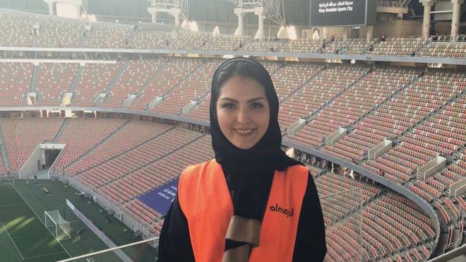 Sarah Algashgari was responsible for meeting and greeting guests at first football match in Saudi history that permitted female spectators