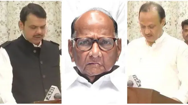 దేవేంద్ర ఫడణవీస్, శరద్ పవార్, అజిత్ పవార్