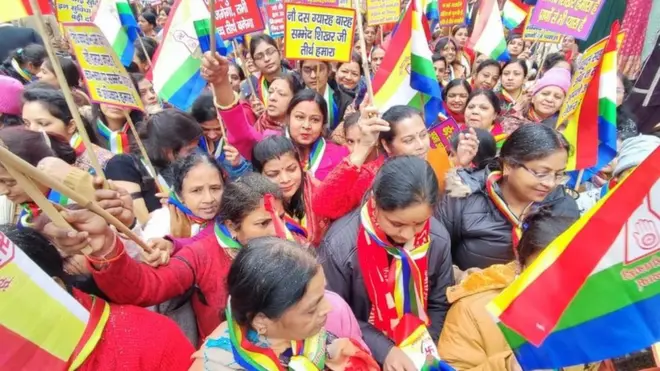 उत्तर प्रदेश के मुज़फ़्फ़रनगर में प्रदर्शन