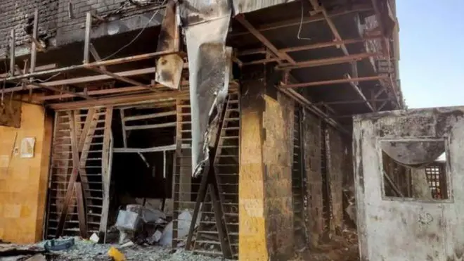 Inzu yasenyutse ibice bimwe muri Sudan