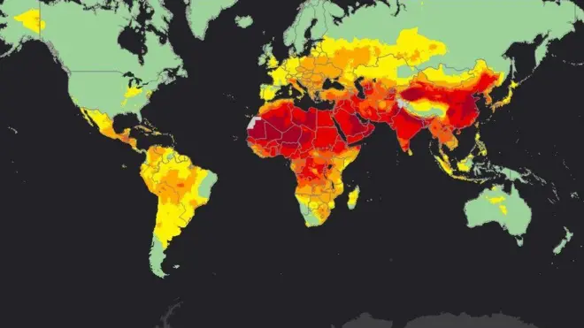 Las zonas más afectadas por la contaminación del aire son aquellas pintadasbaixar luva betrojo. Las verdes son las que cumplen con los parámetrosbaixar luva betla OMS.