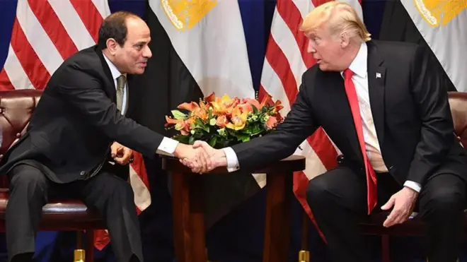 Pirezidaantii Masrii Abdulfattah Al-Sisi fi Pireezidaantii US Doonald Trump yoo harka wal fuudhan