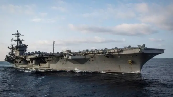 U.S. aircraft carrier USS Carl Vinson is seen in the Pacific Ocean on May 27, 2017