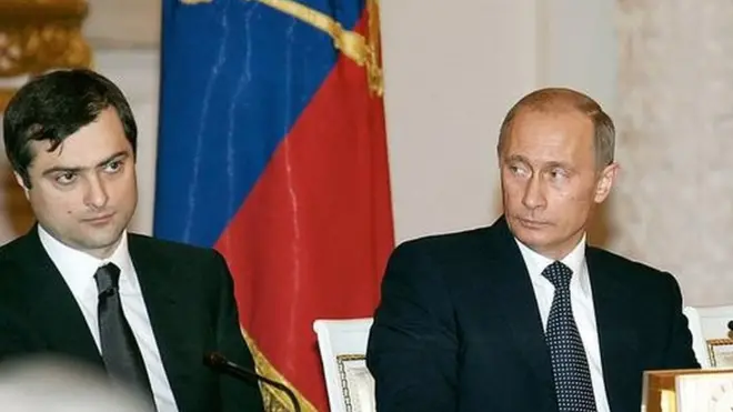 Surkov, left, was a close advisor to the president