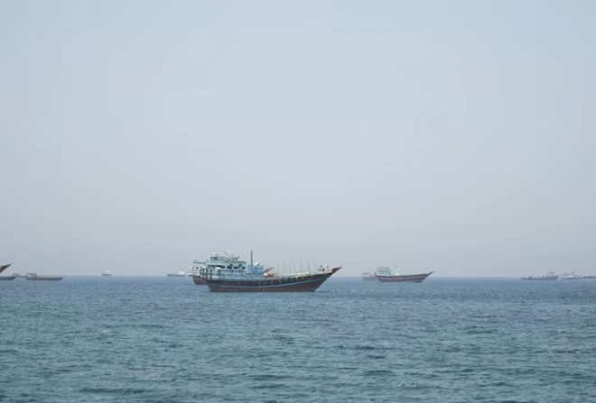 Các tàu thuyền tại Eo biển Hormuz, Musandam, Oman, ngày 8/5/2026