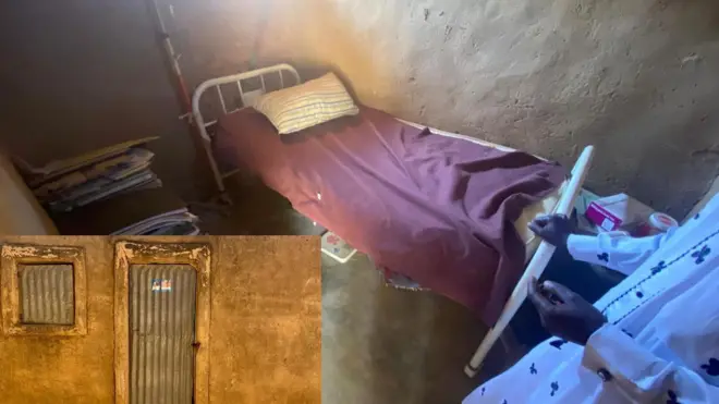 A shop with a single bed in Baita community of Gezawa local government area of Kano State, northwest Nigeria, that is being used as a hospital.