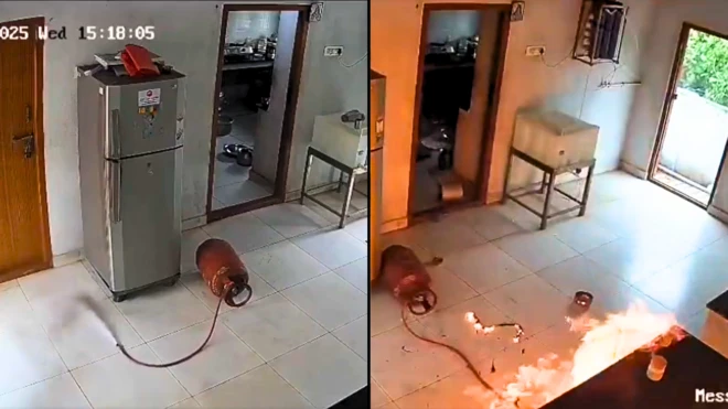 గ్యాస్ లీకవ్వడంతో అగ్ని ప్రమాదం 