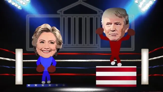 Hillary Clinton ve Donald Trump animasyon