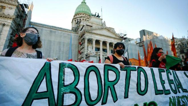 Marcha a favor de la legalización del aborto en Argentina, 2020. 