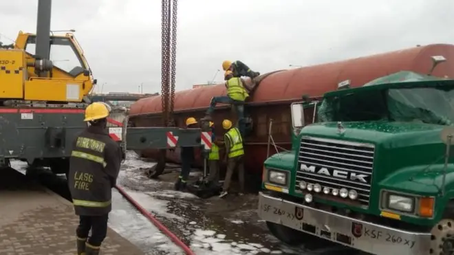 Aworan ọkọ agbepo to ṣubu danu