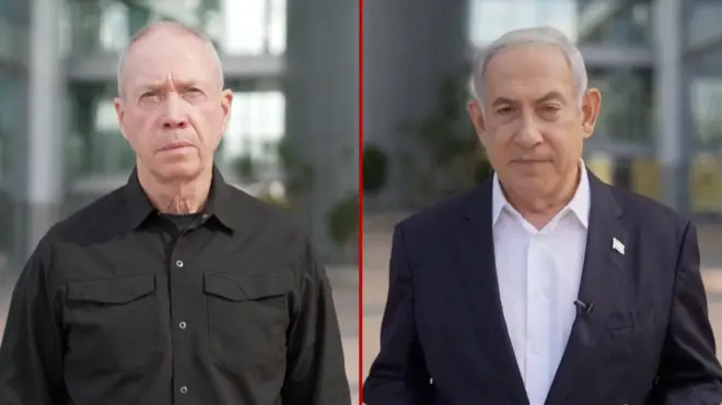 بنيامين نتنياهو ويوآف غالانت في تصريحات صحفية