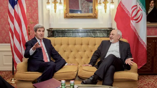 محمدجواد ظریف و جان کری وزرای امور خارجه ایران و آمریکا در جریان مذاکرات اتمی