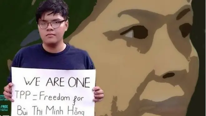 Trong thời gian bà Bùi Thị Minh Hằng ở tù đã có nhiều biểu ngữ kêu gọi trả tự do cho bà