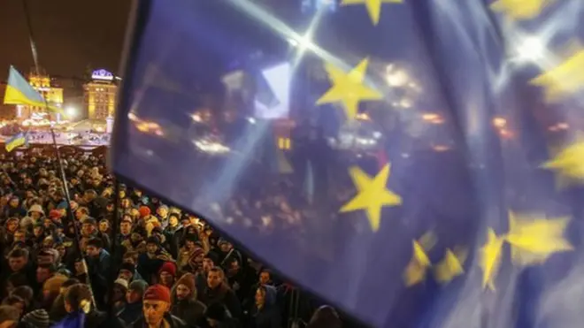 Мітинг у центрі Києва під прапорами ЄС