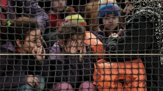 Migrants aboard a ship on Greece's island of Lesbos. Photo: 18 February 2016