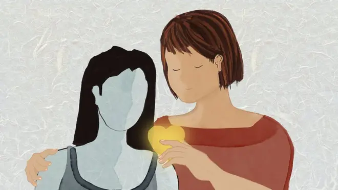 Ilustração de mulher e menina
