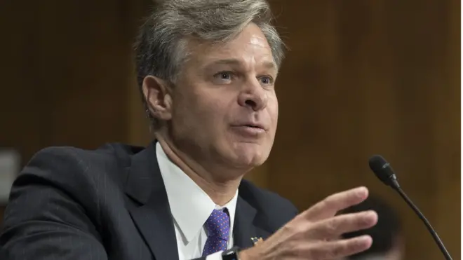 Christopher Wray Senato'da konuşuyor.