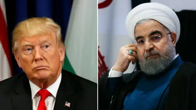 President Rouhani (right) says Iran is ready to "confront" any decision made by President Trump
