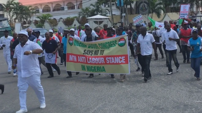 NLC say dem warn protect workers for MTN office