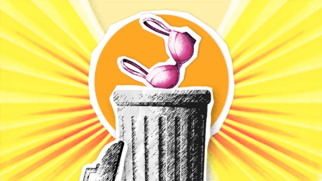 A bra going into a bin.