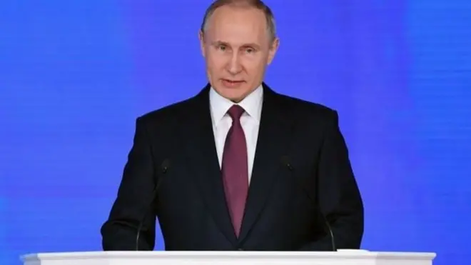 It was Mr Putin's last speech before the election