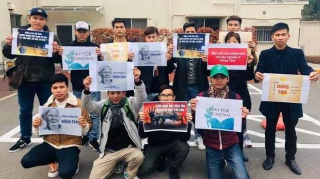 Một số bạn trẻ ở Đài Loan phản đối vụ đàn áp ở Đồng Tâm tháng 1/2020