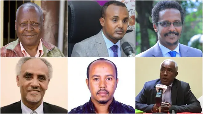 ፕ/ር መረራ፣ ዶ/ር ደሳለኝ፣ አቶ የሺዋስ፣ ፕ/ር በየነ፣ አቶ አንዶምና አቶ ቶሌራ