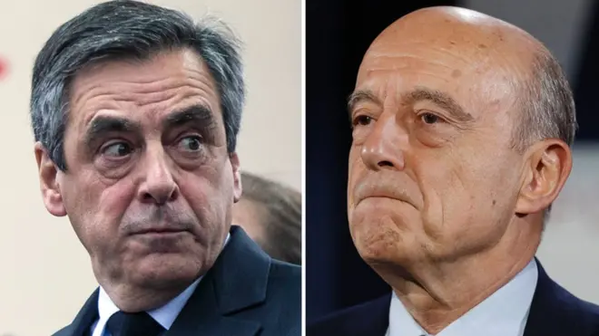 François Fillon (solda) cumlurbaşkanı adaylığını Allen Juppe'ye kaptırmayacak.