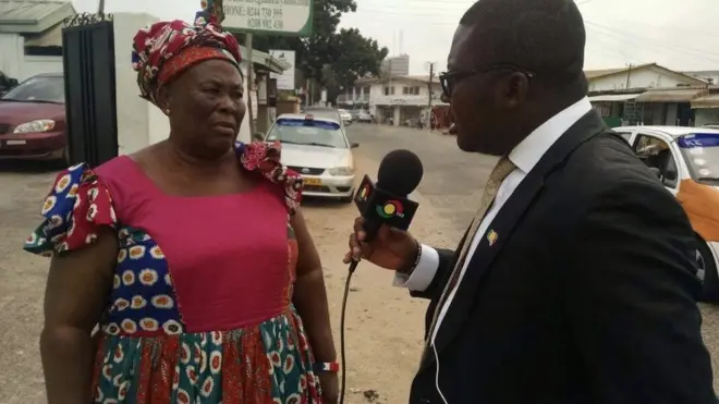 Hajia Fati who attack journalist dey grant interview in front of party headquarters