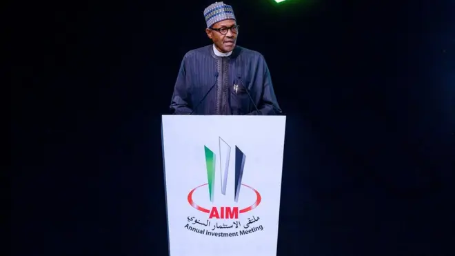 Presido Buhari dey Dubai to try bring investments come Nigeria