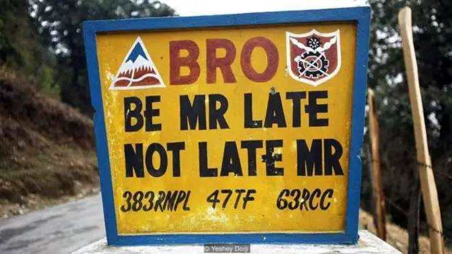 Bhutan road sign