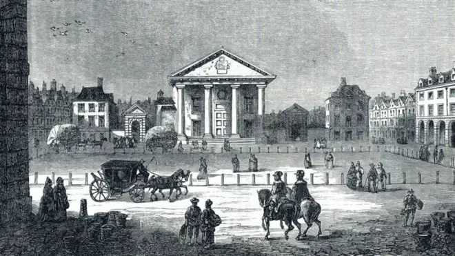 19वीं सदी की शुरुआत में लंदन का एक दृश्य