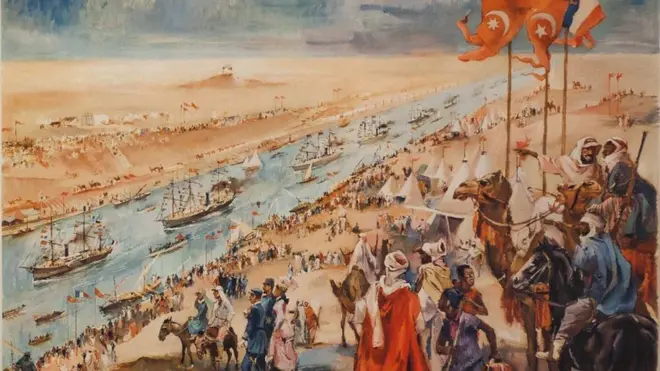 رسم يعود لـ 17 نوفمبر 1869 لحفل افتتاح قناة السويس في بورسعيد