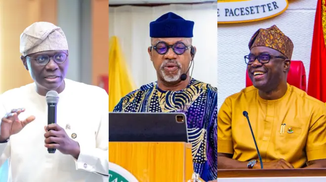 Awọn Gomina Babajide Sanwo-Olu, Gomina Seyi Makinde ati Gomina Dapo Abiodun