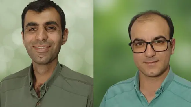 پویا قبادی (راست) و بابک علی‌پوراز اعضای سازمان مجاهدین خلق