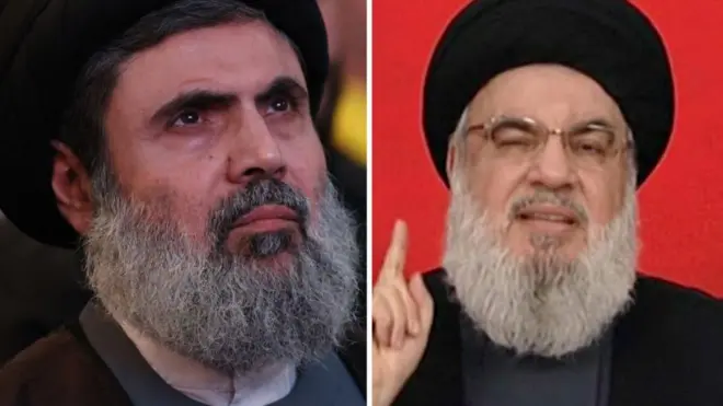 Hassan Nasrallah (L) and Hashem Safieddine (R)