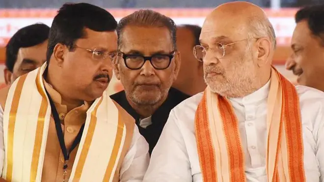 बीजेपी अध्यक्ष नितिन नबीन के साथ गृह मंत्री अमित शाह