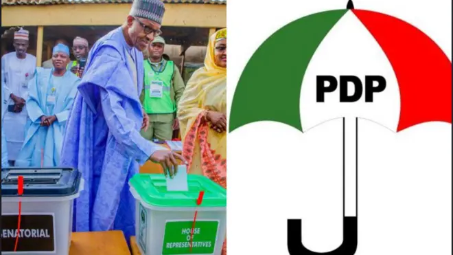 Aworan ààrẹ Buhari nibi to ti n dibo