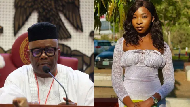 Foto otiegwu a ma ama nwụrụ anwọ aha ya bụ Ifunanya Nwangene sere dịka ụgbọala nọ ya n'azụ na nke onyeisioche nke ụlọomeiwu Sineti bụ Godswill Akpabio