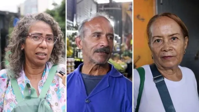 Montagem mostra três venezuelanos