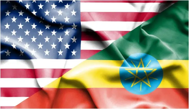 የኢትዮጵያ እና የአሜሪካ ባንዲራ