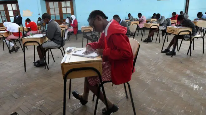 Kenyan students writing exams
