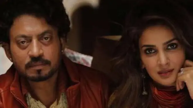 صبا قمر فلم ’ہندی میڈیم‘ میں اپنے ساتھی اداکار عرفان خان کے ساتھ