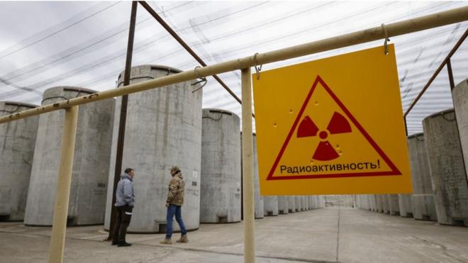 Spent nuclear fuel storage tanks at Zaporizhzhia atomic plant, 29 Mar 23