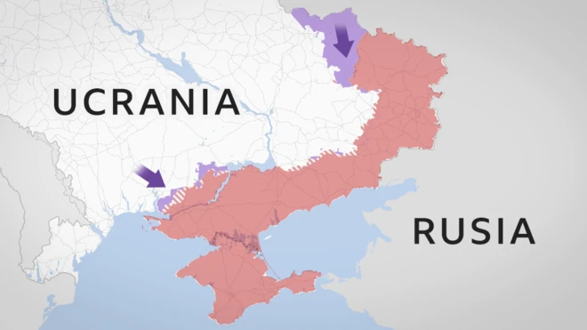 Avance ucraniano y zonas controladas por Rusia.