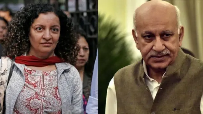 L-R Priya Ramani, MJ Akbar