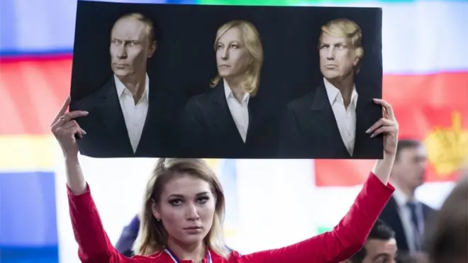 Путин, Ле Пен и Трамп на одном плакате: кое-кому в России кажется, что новый Интернационал уже сложился