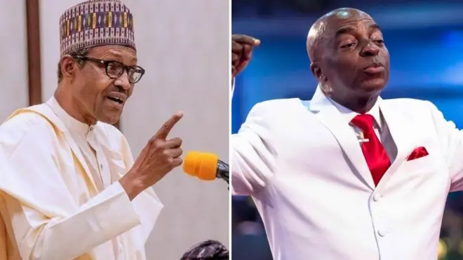 Nigeria President Muhammadu Buhari and Founder Living Faith Church Bishop Oyedepo